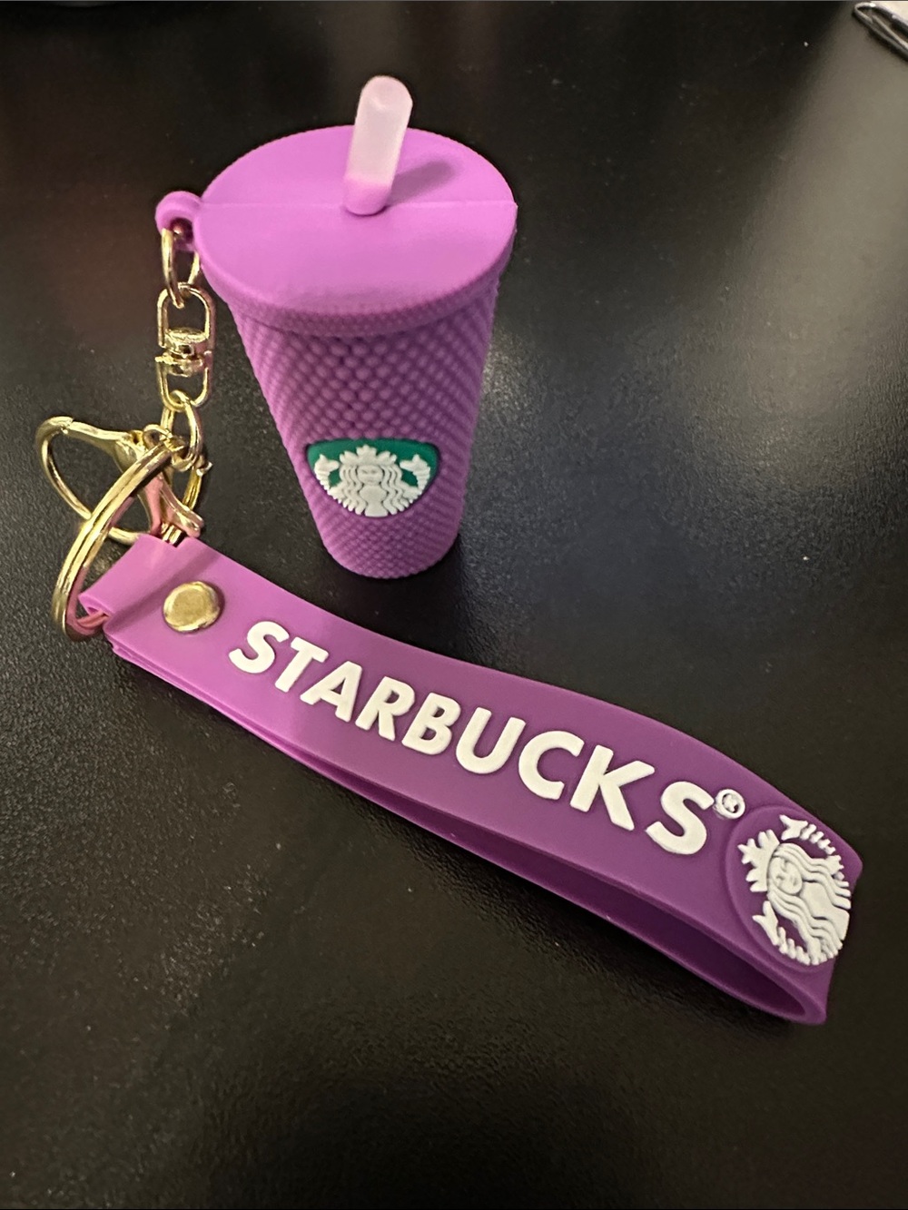 Starbucks Purple Mini Tumbler Keychain with Logo Strap